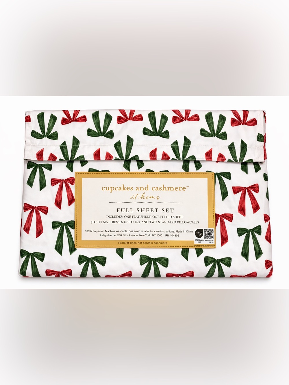Cupcakes and Cashmere Red and Green Coquette Bows FULL‎ Sheet Set Holiday NEW